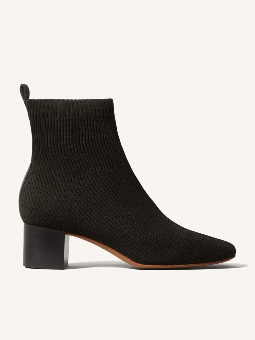 Everlane The Glove Boot Rib Knit Ankle Sock Boots Size 8 Black ReKnit Block Heel